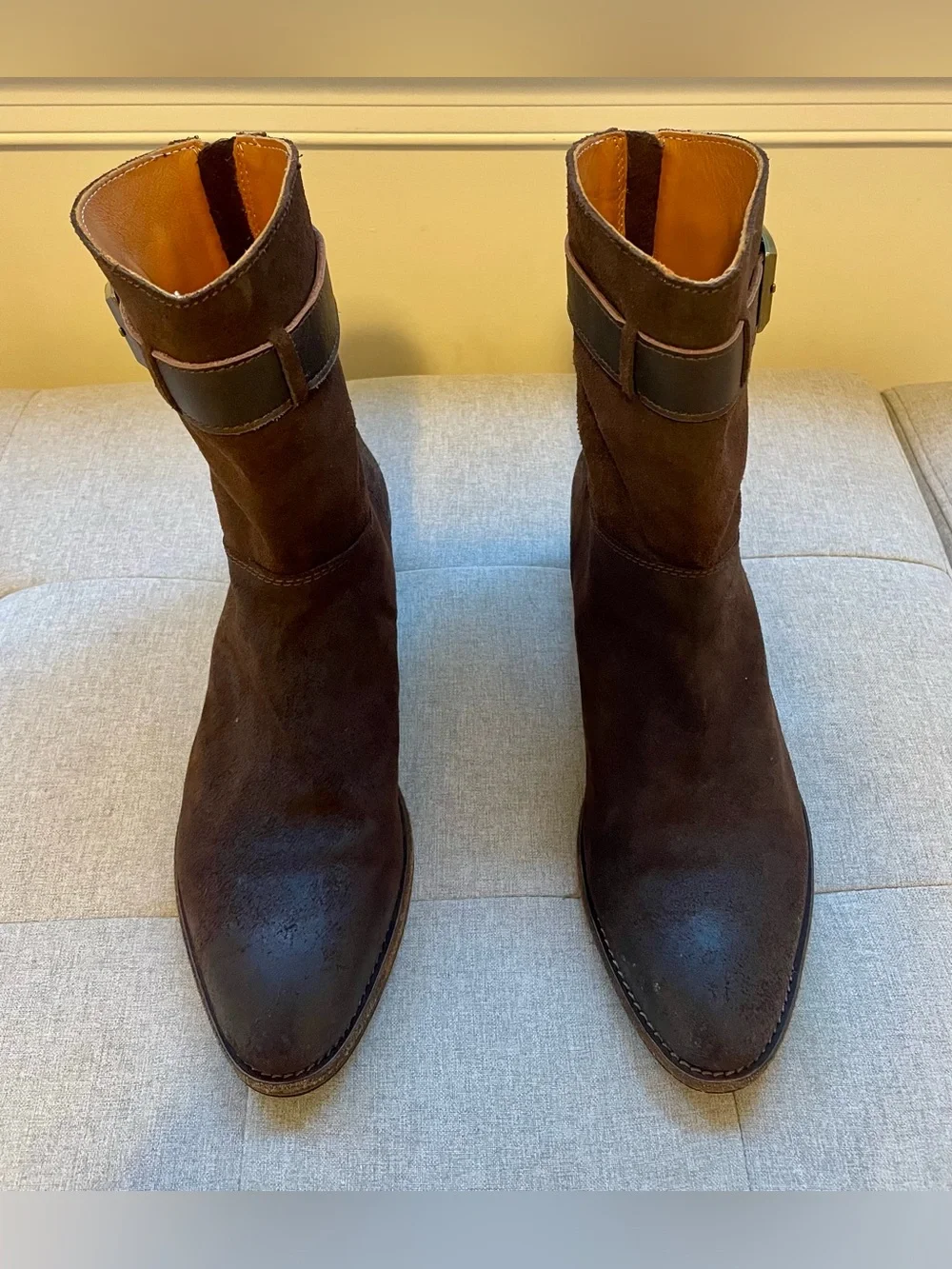 Blackstone Praline Brown Leather Mid-Calf Buckle Boots EU 39 US 8.5